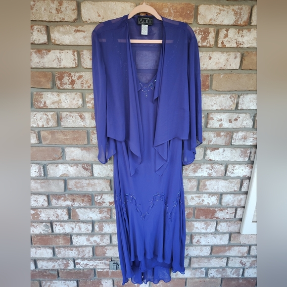 Alex Evenings NWT Beaded Purple Chiffon Evening Dress & Jacket 20W Fairy  Wedding